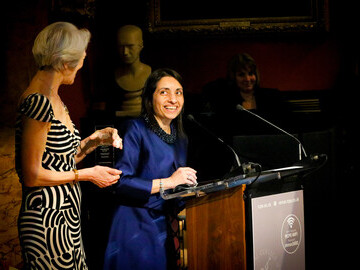Prof Angela Thomas and Dr Mumtaz Patel, winner of the Outstanding Leader Award