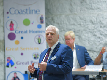 Chair of Coastline Mark Duddridge talks about Cornwall’s housing crisis at the launch of the charity’s ambitious new four-year plan. 