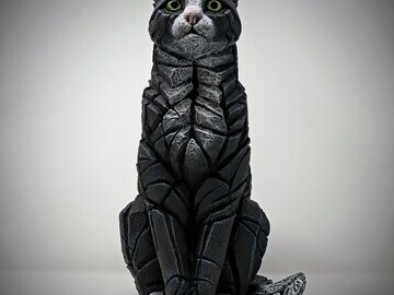 Lot 34 “Edge” Sculpture Black & White Sitting Cat by Matt Buckley