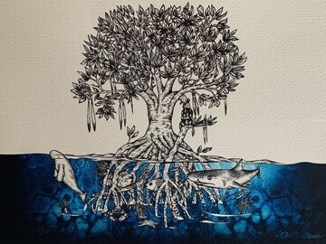 Mangroves by Janina Rossiter will be on display  in A0 size in the VIP Lounge at COP26