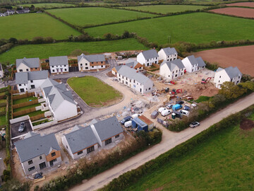 An aerial view of the Grampound Road development