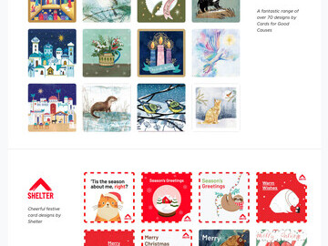 Example ranges of Christmas e-card designs by charities