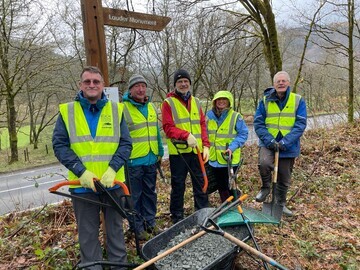 Volunteers are pictured about to start working on the access path to the Lauder Monument.  