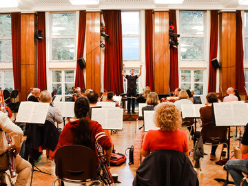 Photograph of the orchestra playing