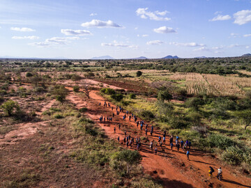 Children walking to school in Kenya