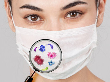 Facemasks showing potential threat of microbes