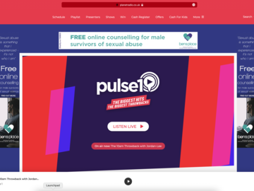 Pulse Radio main landing page take over 