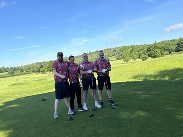 The winning team, 2 Gunners 2 Cannons, out on the course at Stock Golf Club