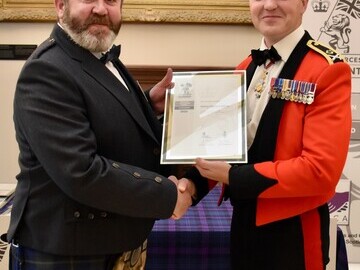 Stirling Highland Games President Matt McGrandles and Major General Bill Wright General Officer Scotland