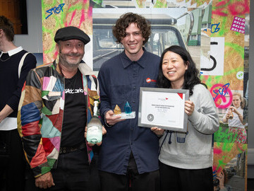 Winner Blair Kemp with Lei Cox (Head of Photography) and Charmaine Toh (Senior Curator, Tate)