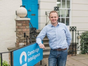 Bryan Amesbury, newly-appointed CEO of Cambridge Intelligence, outside their Cambridge HQ