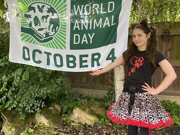 Bailey and World Animal Day flag 2