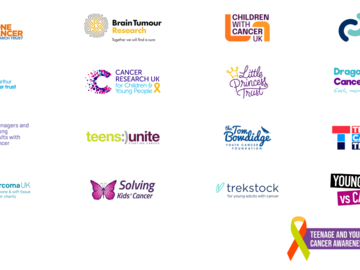 Logos of charities participating in teenage and young adult cancer awareness month