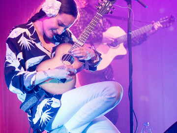 Taimane plays ukulele live at Bush Hall, London - photo by Ollie Millington courtesy of Duke of Uke