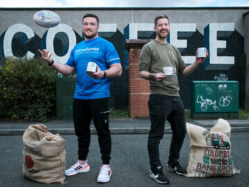 Scotland Rugby Star Zander Fagerson and Good Coffee Cartel (and two time testicular cancer survivor) Todd Whiteford
