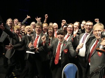 Durham Miners Association Brass Band winning the 2nd section of the North of England Brass Band Chamnpionships in March 2023
