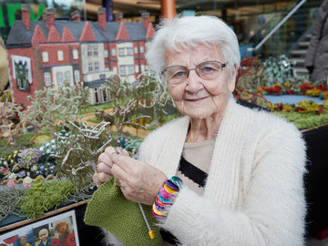 Extreme knitter Margaret Seaman with her recreation of Sandringham. For the first time all of the Margaret