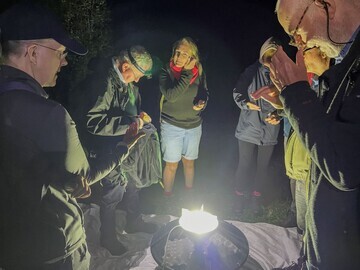 NBN Group Award 2024 Finalist, from Hertfordshire – Heartwood Forest wildlife monitoring group’s moth recording demonstration. Photo credit: Brian Leg