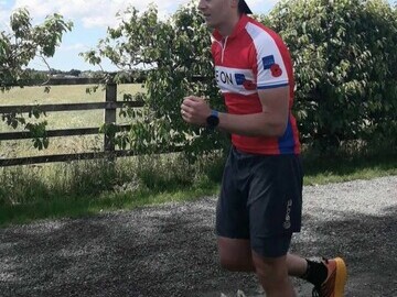 Action shot. Andrew Ledwith out running in the countryside