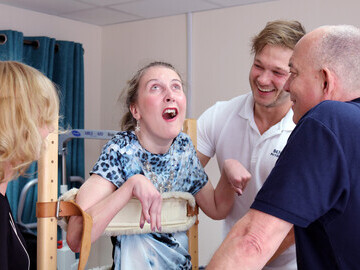   Amy receiving her Physiotherapy Treatment from physio’s funded through The Amy May Trust