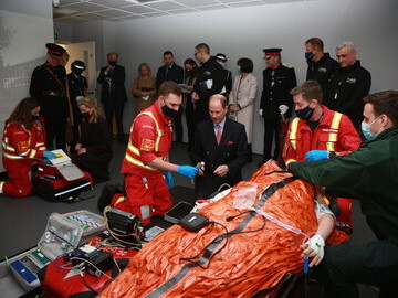 TRH The Earl and Countess of Wessex taking part in a scenario in EHAATs new training simulation suite