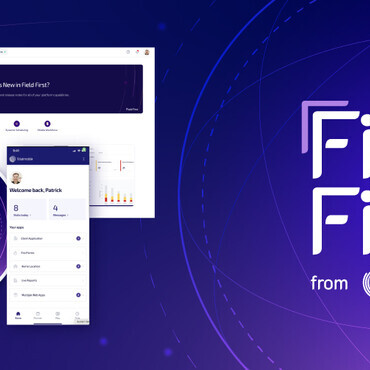 The image is of "Field First" by Totalmobile. The image icludes logo and a sample of the app on desktop and mobile.