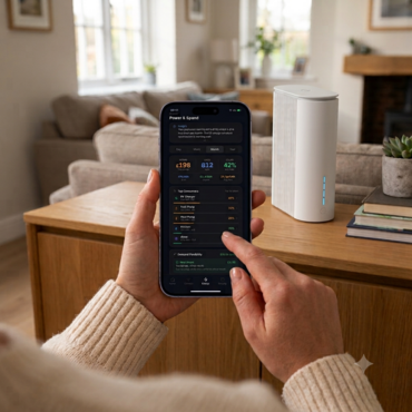 Image of broadband mobile app showing real-time energy data