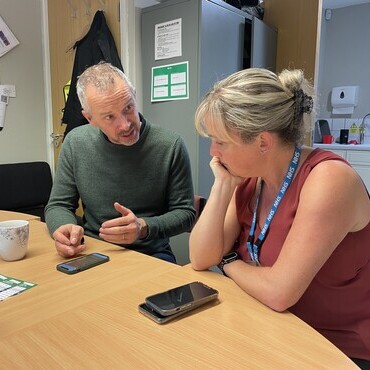 Active Teams Founder Nairn Robertson with Bankfield Surgery Business Manager, Claire Baggley